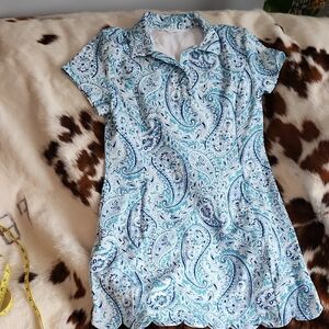 Vintage Sigrid Olsen Golf & Tennis Paisley Mini Dress with Short Sleeves Sz Med